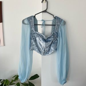 UO french style velvet corset with sheer sleeves